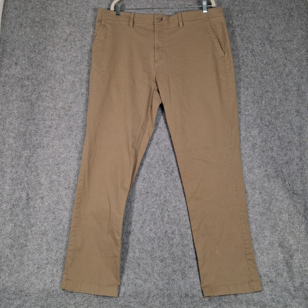 Saks Fifth Avenue Chino Pants Mens 38x32 Tanโ Khaki Cotton Blend Stretch Casual